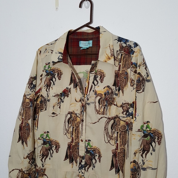 Tasha Polizzi western rodeo button front tab sleeve tunic shirt size XL - Picture 3 of 14